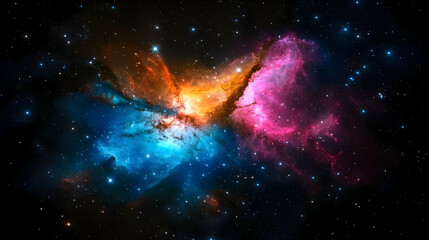 Obraz premium Colorful Nebula In Deep Space With Stars