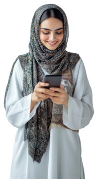 PNG Woman use smart phone apparel communication traditional.