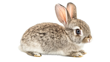 Obraz premium Adorable bunny with brown fur poses in a realistic animal portrait, cut out transparent