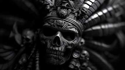 Aztec Skull King: Monochrome Majesty