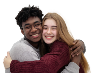 PNG Real Hugging freshmen students hugging clothing friends.