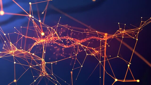 Datenpunkte verbinden sich in einem digitalen neuronalen Netzwerk