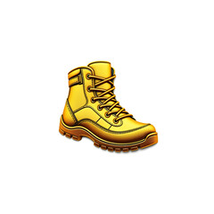 Hiking boots gold metal icon on white background. Generative AI