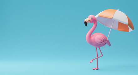 Obraz premium Flamingo under Parasol