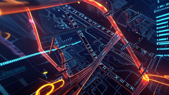 Leuchtende Mikrochipstruktur mit rotem LED-Design