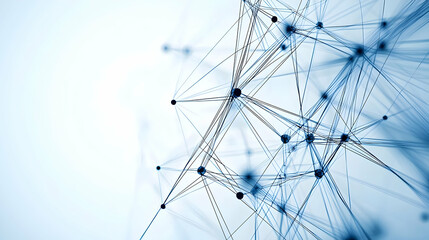 Obraz premium Abstract Network Design with Blue Lines and Dots on White Background