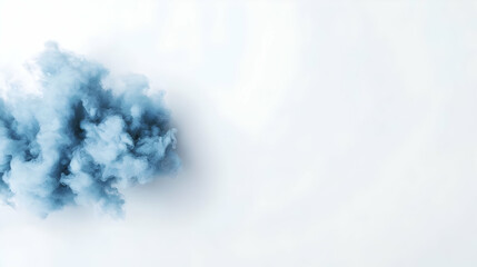 Abstract Blue Smoke Explosion On White Background