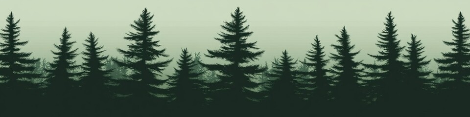 Silhouette of pine tree forest against gradient sky