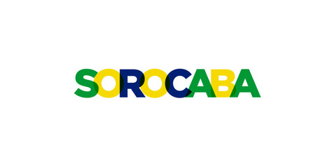 Sorocaba in the Brasil emblem. The design features a geometric style, vector illustration with bold typography in a modern font. The graphic slogan lettering.