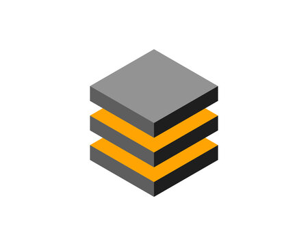 Fototapeta Stack of isometric cubes in grey and orange.  Represents growth, layers, progress, or building blocks.  Modern, minimalist design ideal for presentations, websites, and corporate branding.