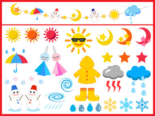 天気■お天気素材のイラストセット
