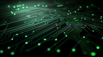 Obraz premium Abstract Circuit Board Design With Green Light