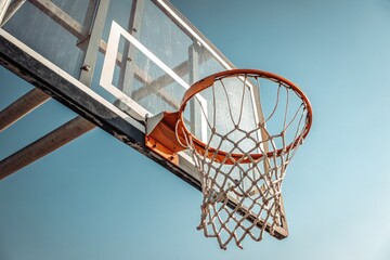 Basketball Hoop Under Clear Blue Sky at Community Court Generative AI