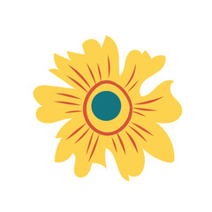 Vector illustration of a five-petal flower isolated on a white background. Suitable for botanical designs and decorative elements.