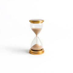 Hourglass timer gold metal icon on white background. Generative AI