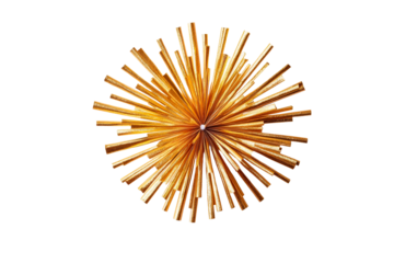 Golden geometric figure from straws in center, cut out transparent