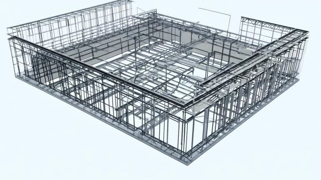 3D BIM model of reinforcement framework demonstrating structural engineering and precise construction detailing
