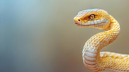Fototapeta premium Close Up View Of Yellow And White Snake