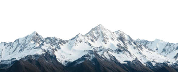 Stunning mountain peaks with snow-covered slopes, scenic, cut out transparent