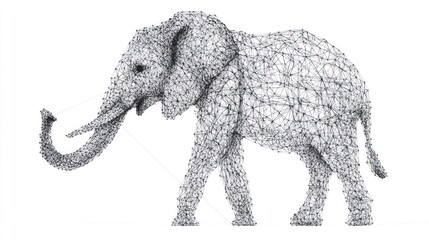 Wireframe Elephant Silhouette