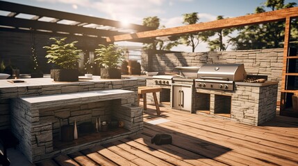 Obraz premium A photo of a DIY outdoor kitchen project in progress