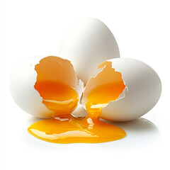In a moment of culinary artistry, fresh eggs sit isolated against a white backdrop