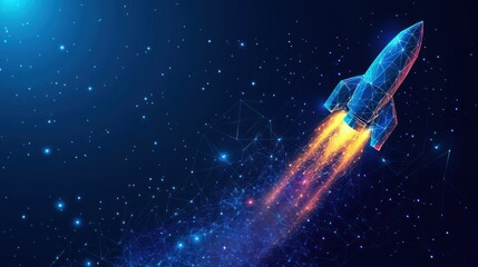 Fototapeta premium Futuristic rocket launch into space