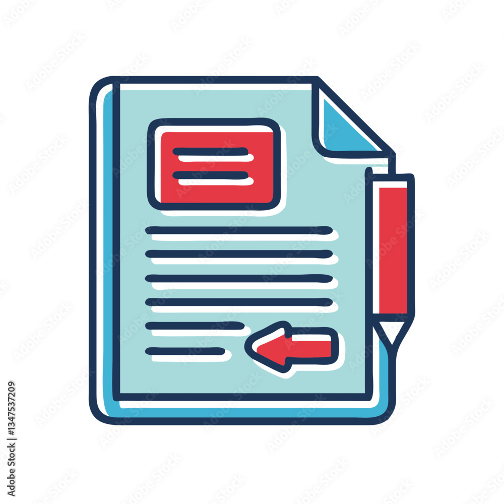 Poster citation document with pencil and arrow on a light background