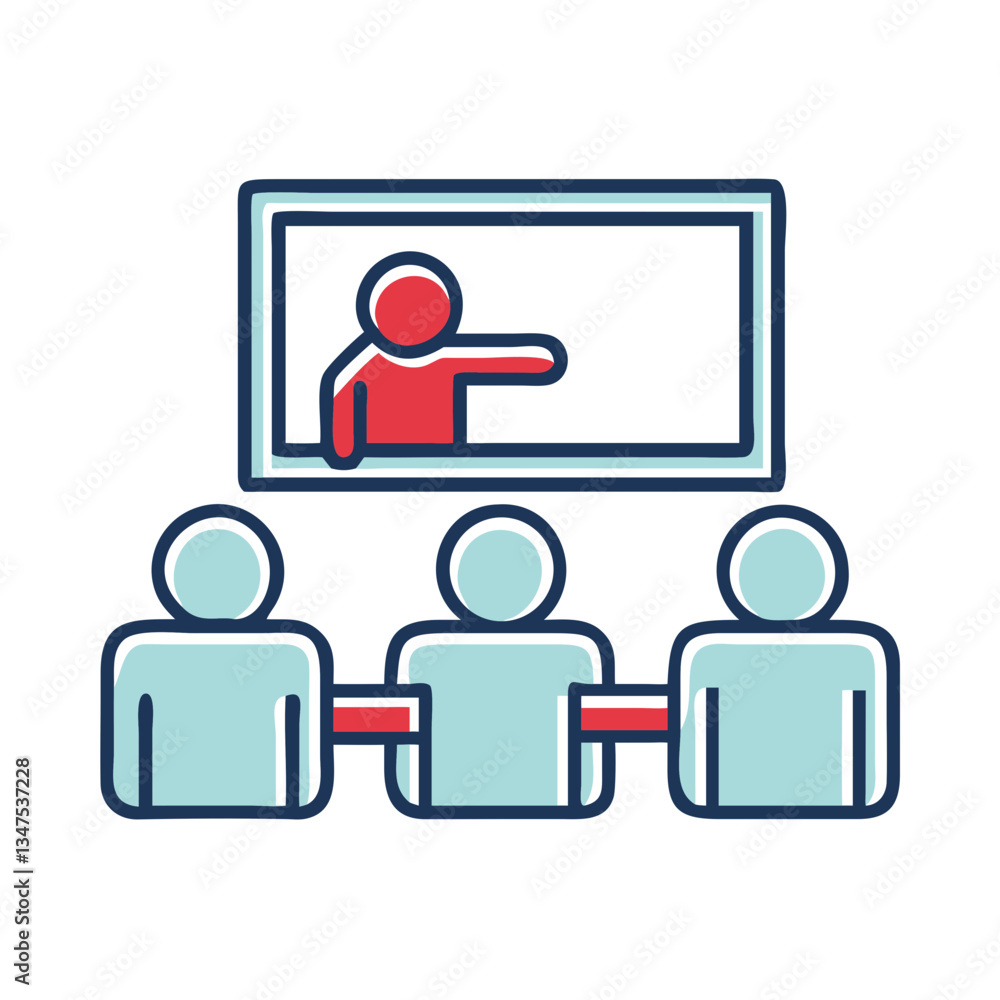 Poster online course instructor engaging students in virtual classroom