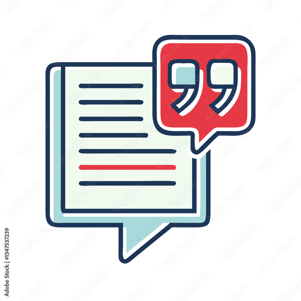 Poster speech bubble with quotation marks representing online course feedback