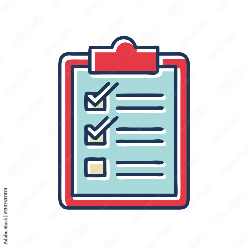 Poster checklist with checked boxes on a clipboard