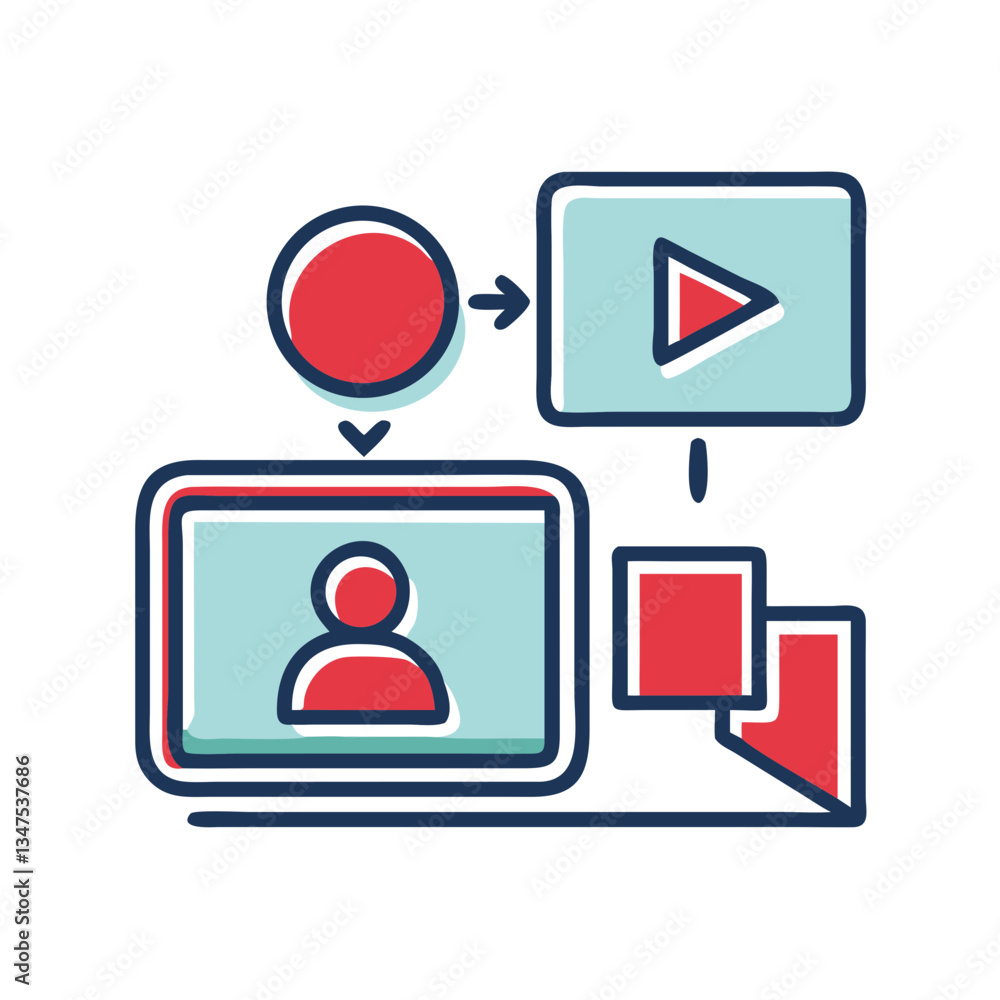 Poster interactive learning video with user icon and play button