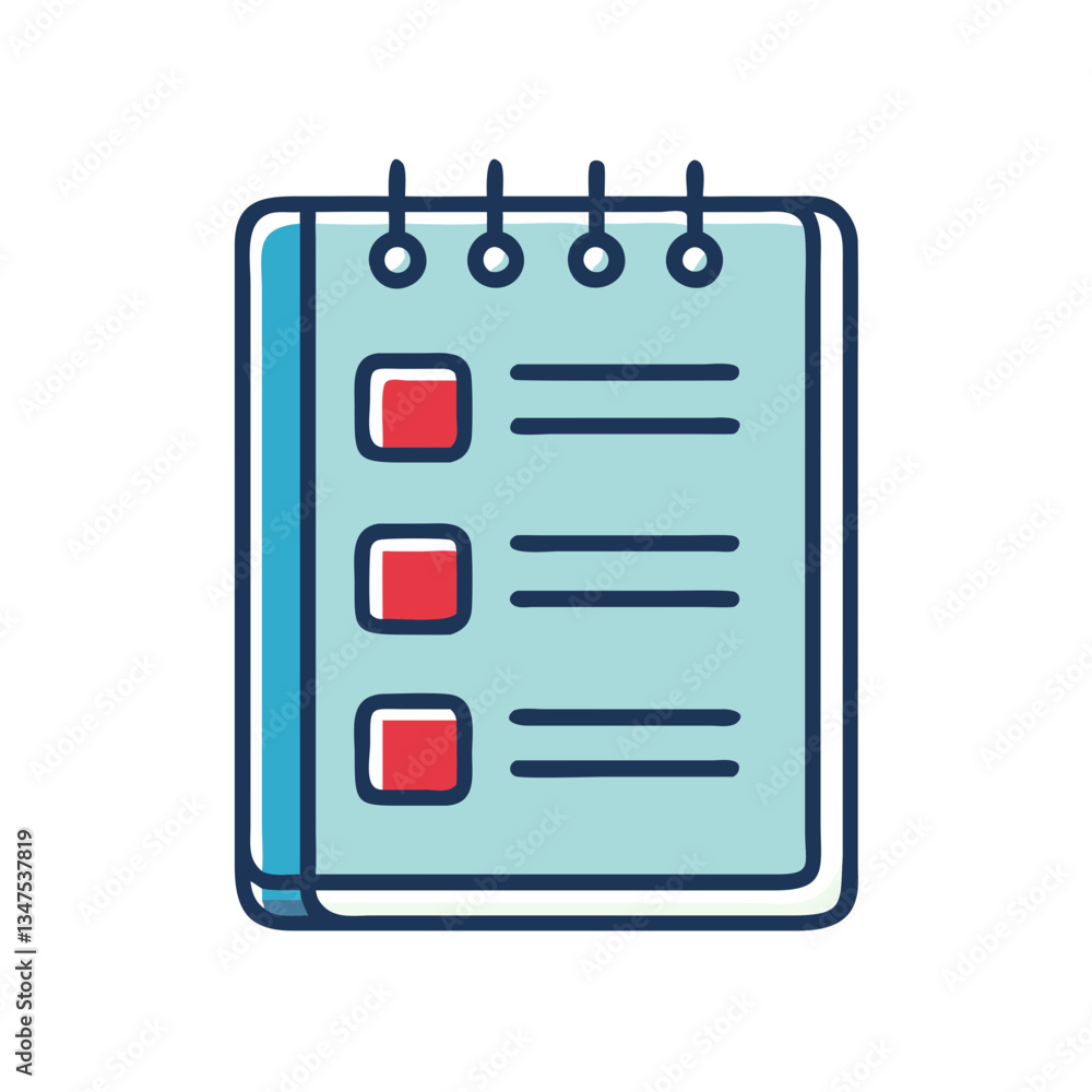 Poster online course lecture notes with checkboxes on a spiral notebook