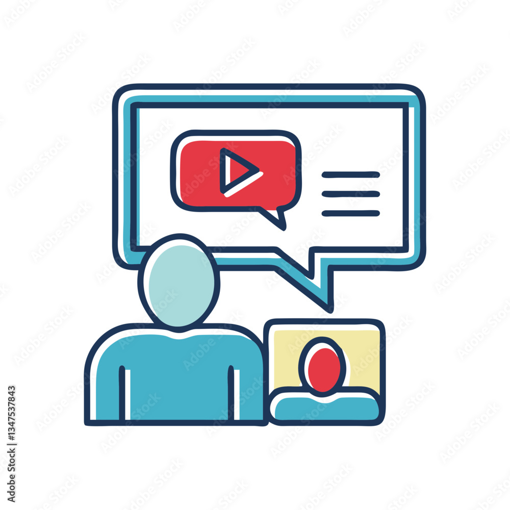 Poster online course lecture recording with video chat concept