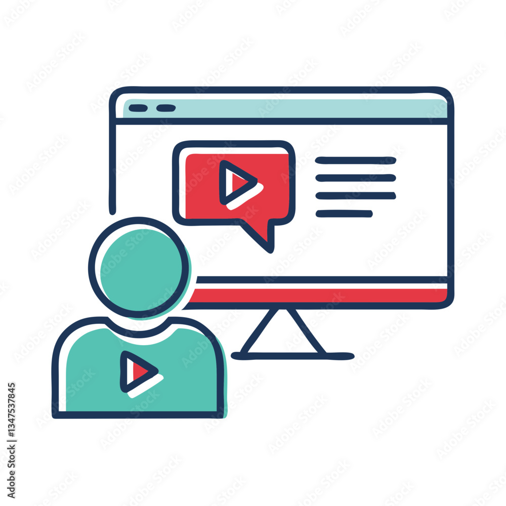 Poster online course participant engaging with lecture recording on screen