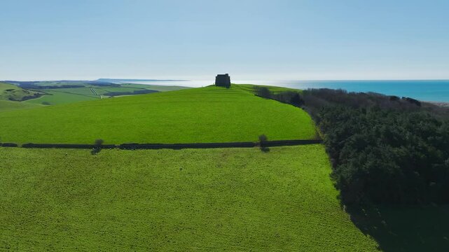 St. Catherine&rsquo;s Chapel from a drone, Abbotsbury, Weymouth, Dorset, England
