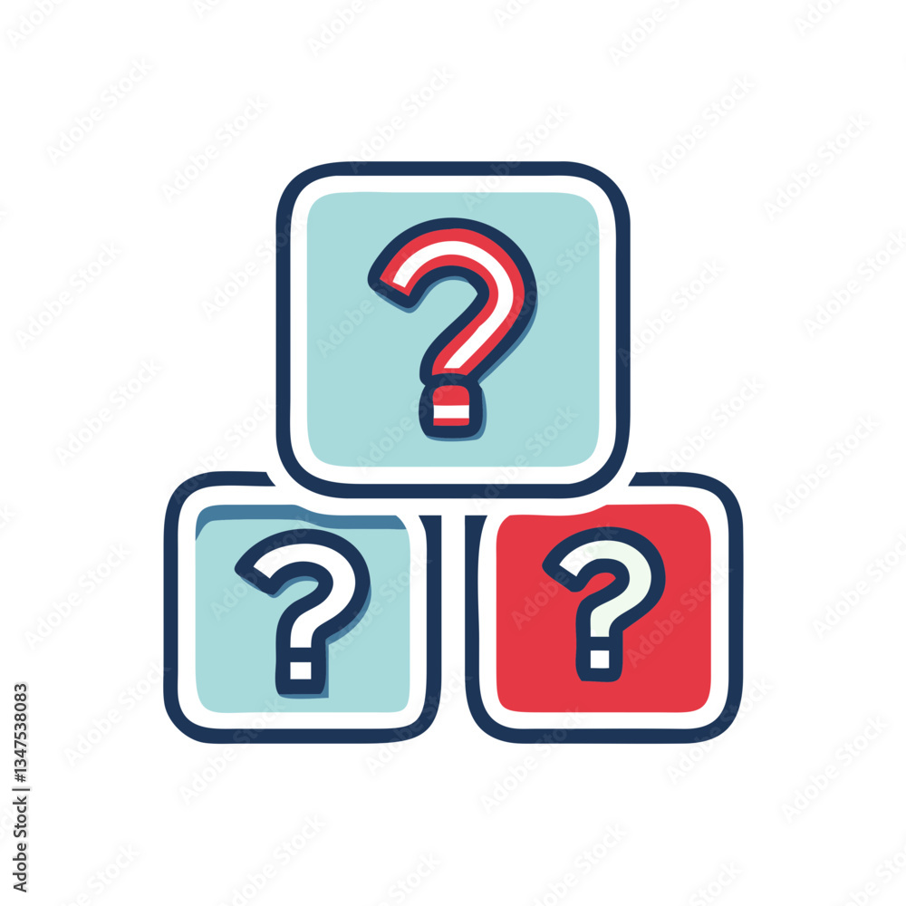 Poster stacked question blocks in vibrant colors for online quizzes