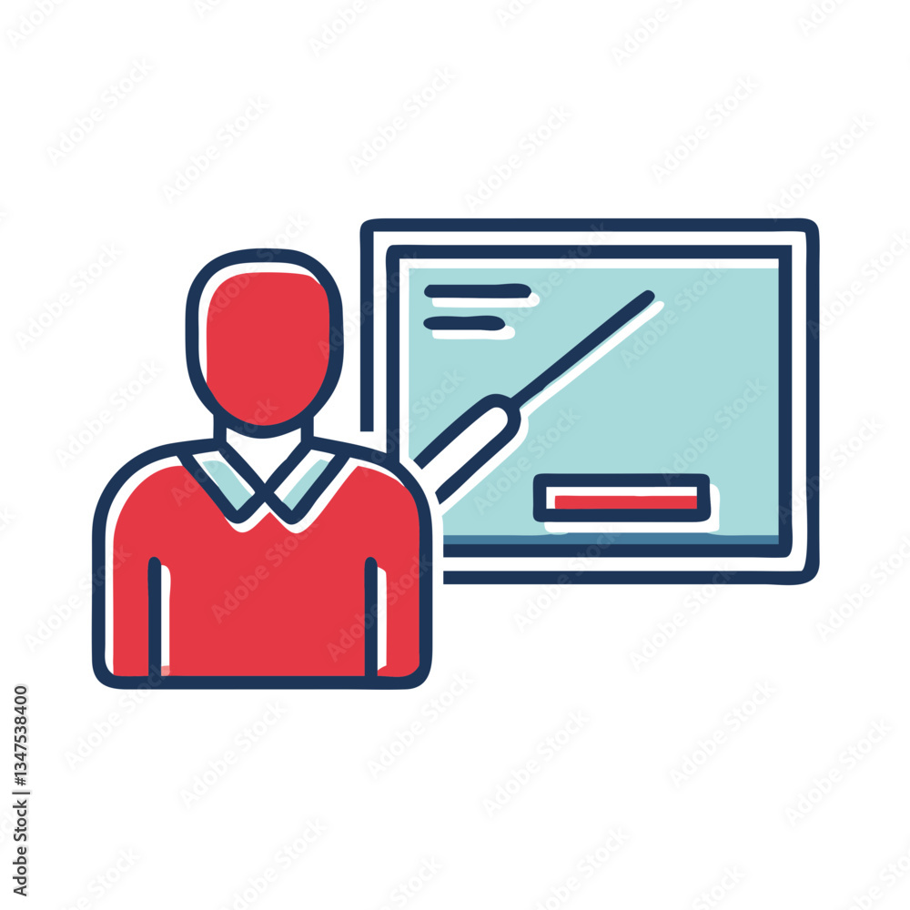 Poster online course teacher explaining material in a classroom setting