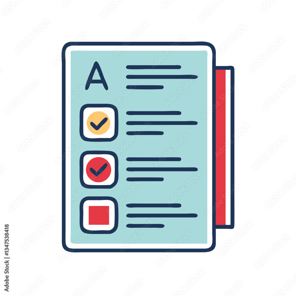 Poster checklist with choices and annotations on a light background