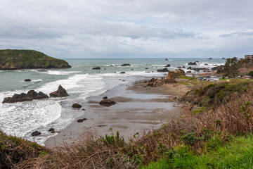 Beautiful view of the Harris Beach from above. Oregon, USA