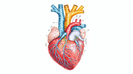 Naklejka premium Detailed Illustration Of Human Heart Anatomy