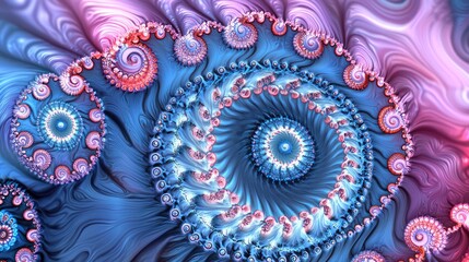 Neon blue and pink spirals creating a hypnotic backdrop