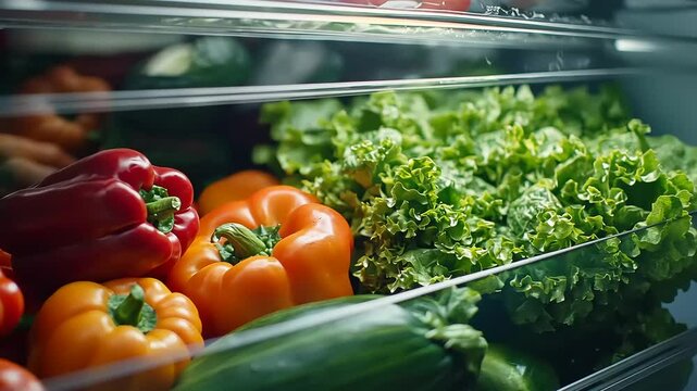 Fresh Vegetables in Refrigerator Crisper Drawer