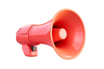 Red megaphone, communication tool, sound amplifier, information device, cut out transparent