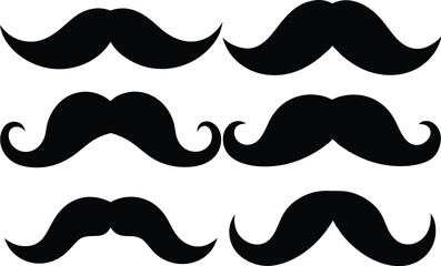 Moustache silhouette vector set, mustache icon