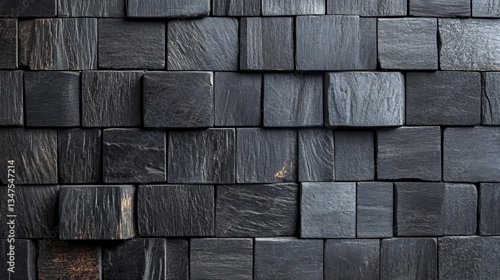 Poster in this 3d render, a semigloss wall is created from arranged 3d tiles, juxtaposed with a square, con