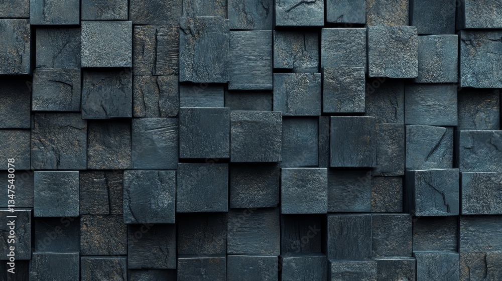 Poster concrete tiles have been arranged to form a semigloss wall, with a futuristic rectangle background g
