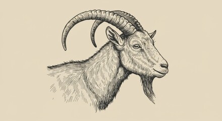 Vintage Engraving of a Goat