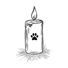 Иллюстрациcandle, pet memorial, paw print, dog paw, remembrance, pet loss, pet tribute, pet love, dog lover, pet sympathy, pet grief, pet funeral, dog candle, paw candle, burning candle,
