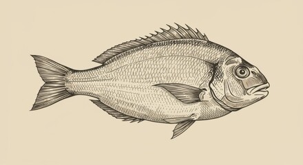 Obraz premium Vintage Sketch of a Gilt-head Bream